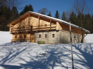 Renoviertes Waldlerhaus im Schnee