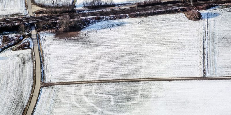 Luftaufnahme des Erdwerks bei Altheim