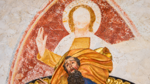 Frühkirchliche Darstellung in St. Vitus: Christus als Weltenherrscher (Pantokrator). Quelle: Franz Attenkofer.